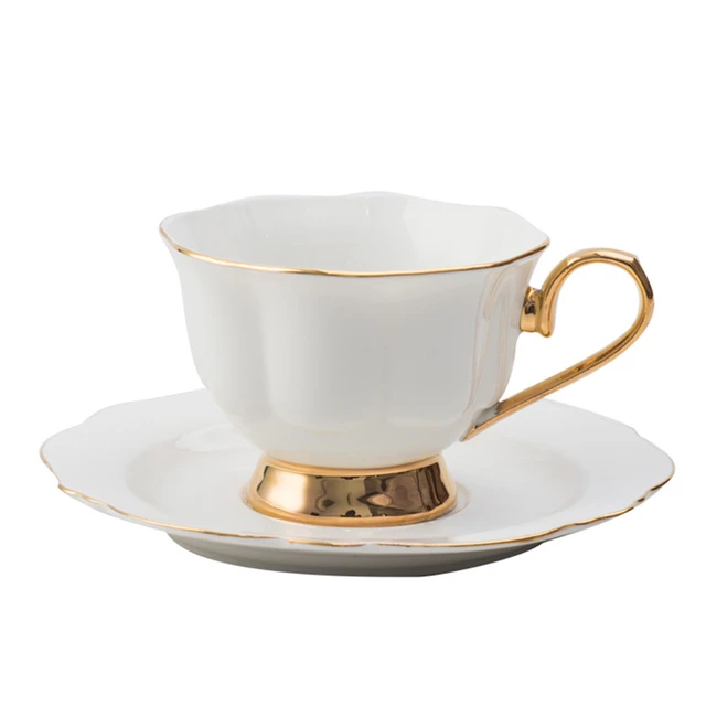 Creative Bone China Cup and Saucer Set French Afternoon Tea Gold Plated Coffee  Cup Sets Modern Home Living Room Desktop Tea Cups - AliExpress