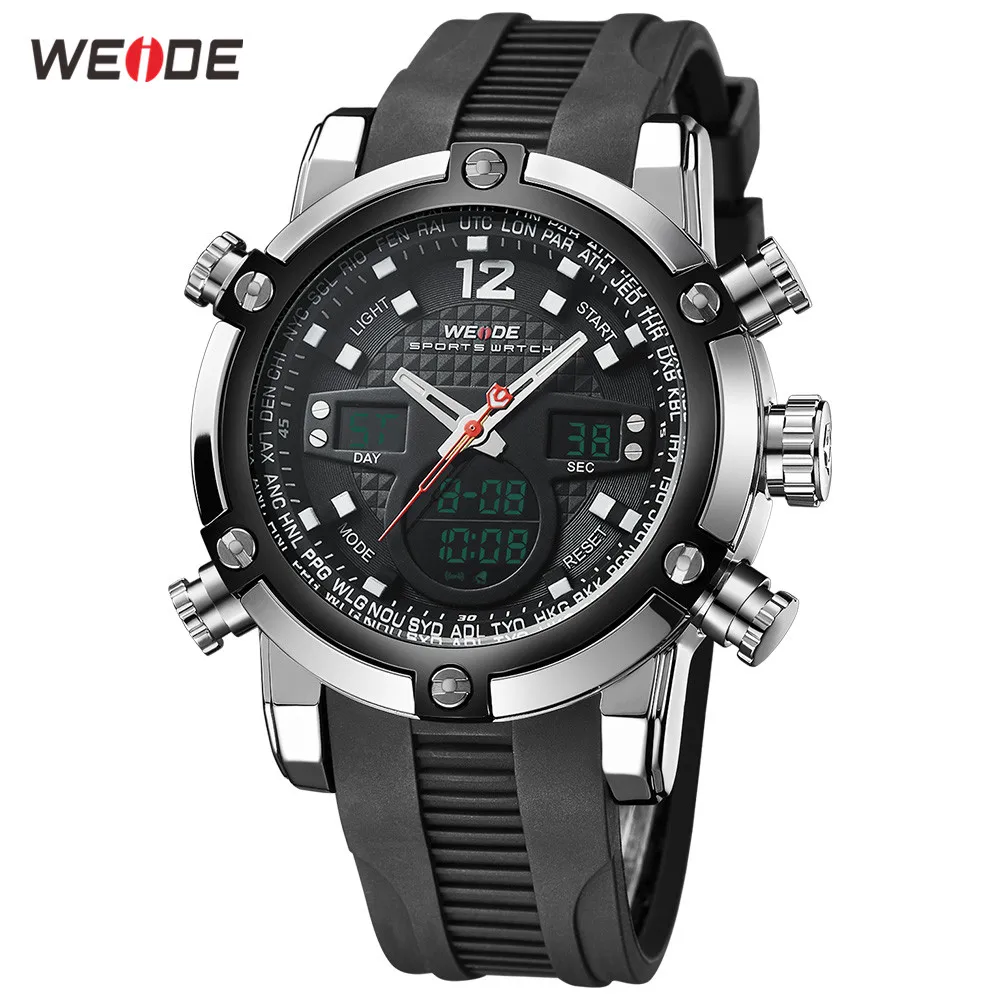 WEIDE Men Watch Relogio Masculino Watch Date Alarm Back Light Time Zone Quartz Relojes Men Digital Wrist LCD Men Reloj Men Watch