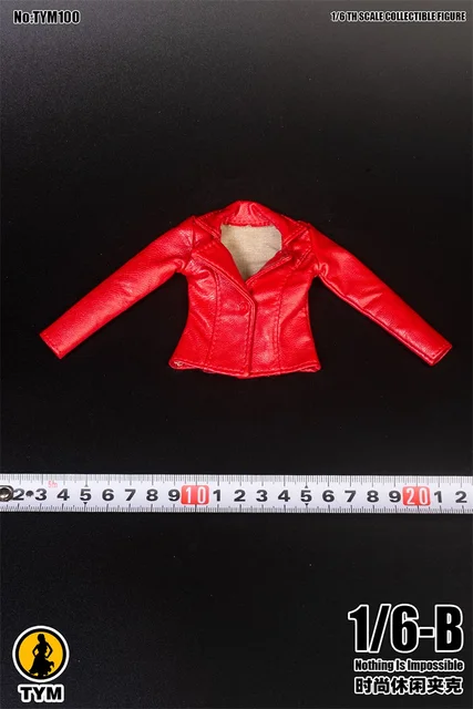 Details about   1:6 Scale Female Black Leather Jacket Coat Clothes TYM100 Fit 12'' PH TBL Figure 