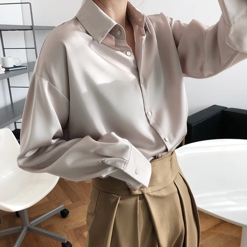 

Autumn New 2020 Ladies Elegant Fashion Long Sleeve Shirt Simple Style Loose Women Tops and Blouses blusas femininas elegante