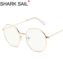 Акулья парус, мужской анти-синий светильник, оправа для очков, круглая Женская линза, близорукость, оптическое зеркало, простые металлические, анти-синие, прозрачные оправы для очков