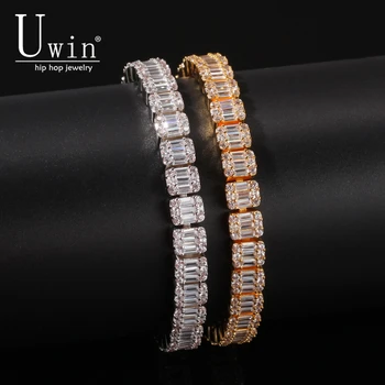 

Baguette CZ Bracelet Iced Out Zircon 8.5m HipHop Fashion Punk Chain Bling Bling Elegant Charms Jewelry 7inch 8inch