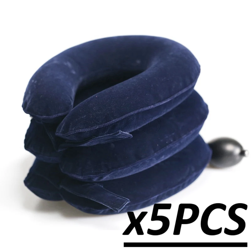 5pcs dark blue 5 шт./лот 6 шт./компл. 3 слоя шеи трактор полный бархат шейки тяги устройство надувной воротник воздуха шеи Массаж снижение боли - Цвет: 5pcs dark blue