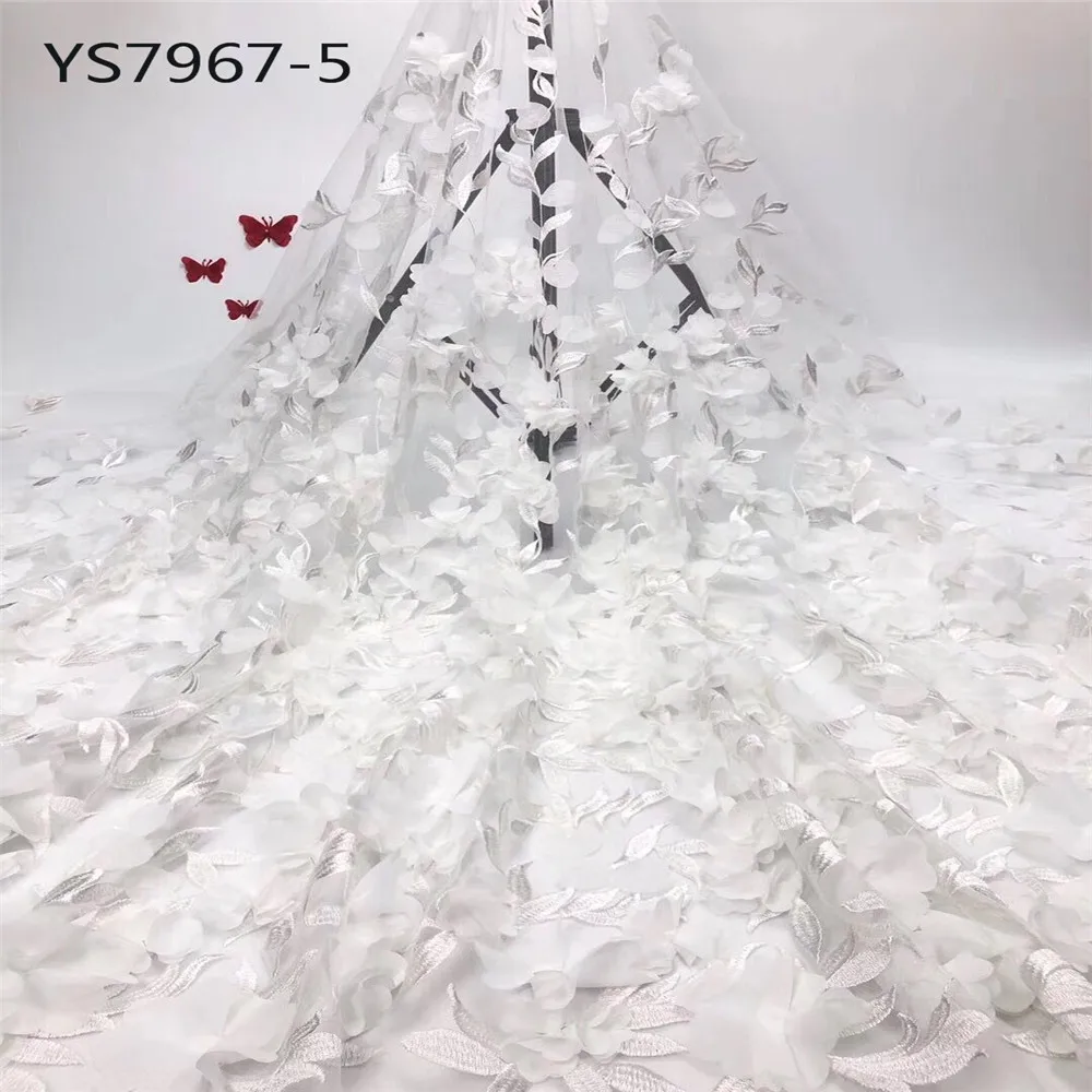 Заводская цена Красивая вышивка маленькие цветы 3D дизайн Дубай кружевная ткань для платья - Цвет: 5