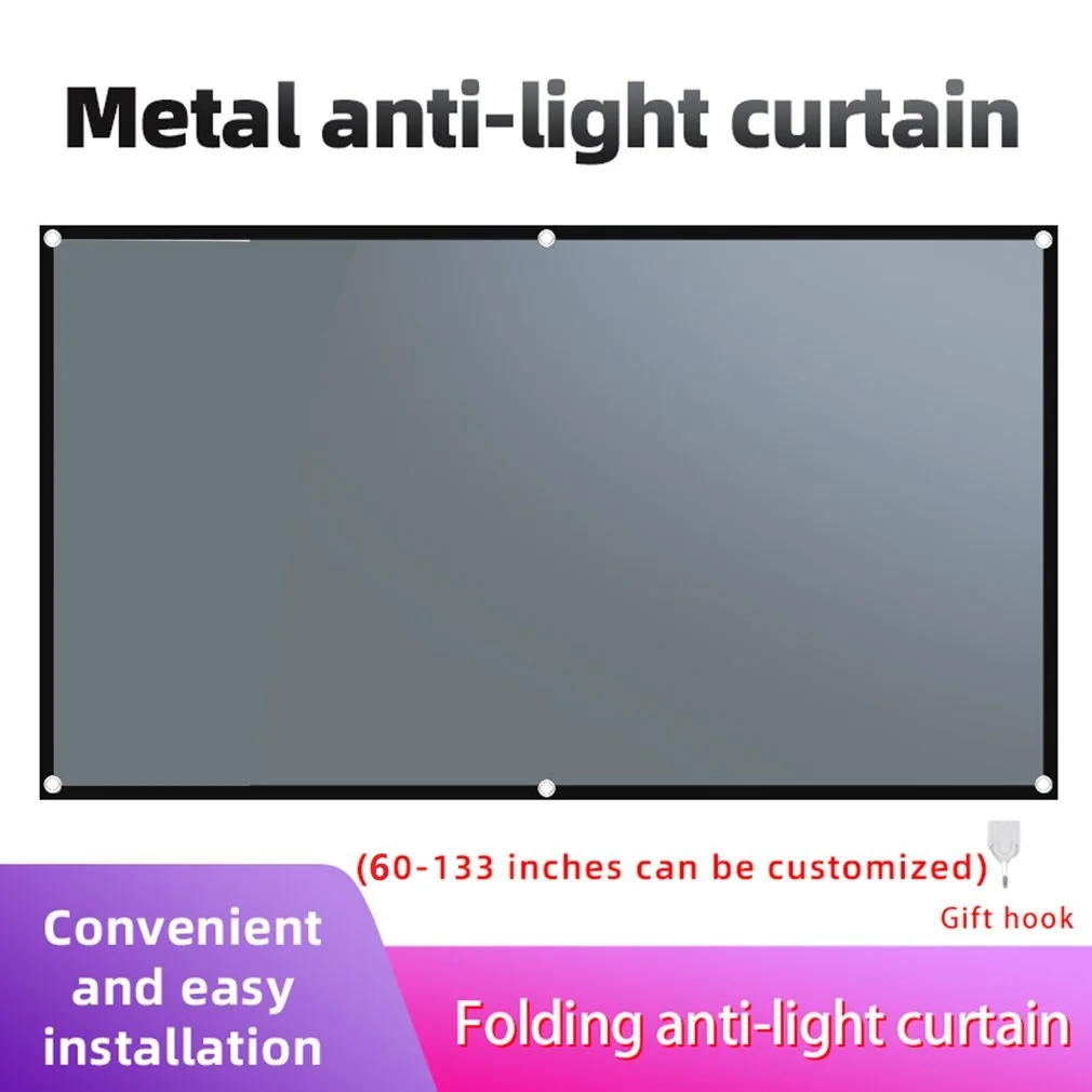 

Metal Foldable Light-proof Projection Screen Easy To Fold Anti-light 3D High Definition Projection Durable Screen