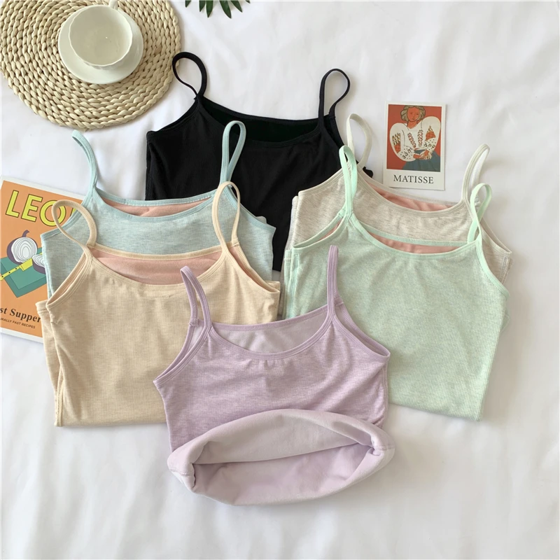 Winter Thermal Velvet Camis Top Women Solid Slim High Quality Cotton Pullovers Camis Female Warm Tank Tops SS3001