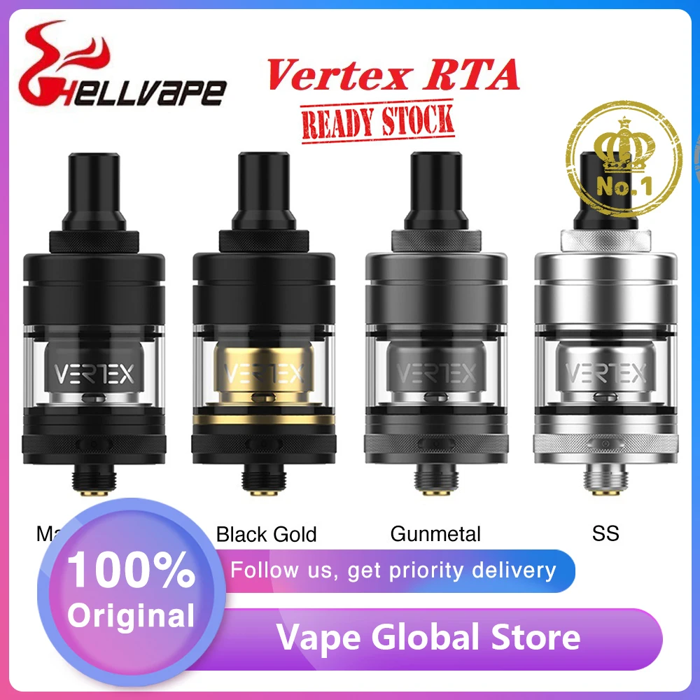 Original Hellvape Vertex RTA 2ml Atomizer Dual Posts for Single Coil Building Vape Tank Electronic Cigarette Vaporizer Vs Zeus X |