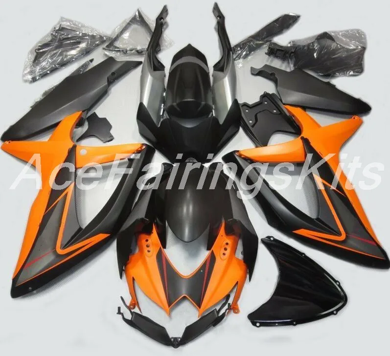 Топ(литье под давлением) ABS обтекатель наборы Подходит для Suzuki GSX-R600 GSX-R750 K8 2008 2009 2010 Обтекатели набор матовый оранжевый черный