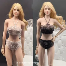 

1/6 Scale Female Soldier's Spare Parts Women's Black and White Two-Color Sling Lace Sexy Lingerie Set CJG-036 for 12‘’ Body