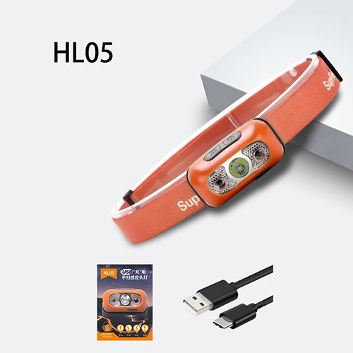Orange Supfire светодиодный налобный фонарь USB мини головной светильник Linterna светодиодный светильник-вспышка Головной фонарь перезаряжаемый 5 Вт 1000ЛМ HL05 рыболовный головной светильник - Испускаемый цвет: Orange