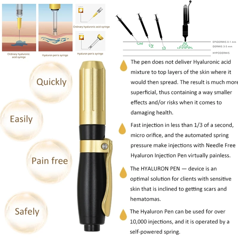 Двойная головка 2 в 1, набор гиалуроновых ручек с гиалуроновой кислотой, ручка для заливки губ, ручка для инъекций, массажный распылитель, ручка, шприц для воды против морщин