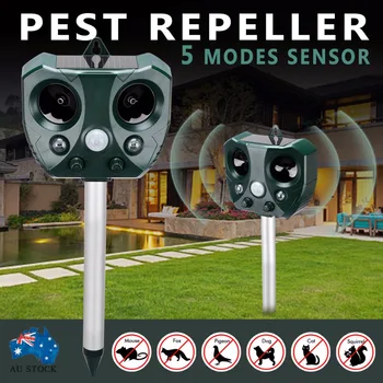 

Outdoor Solar Ultrasonic Pest & Animal Repeller Motion Sensor Garden Cat Dog Fox Mouse Repeller Farms Keep Animals Away