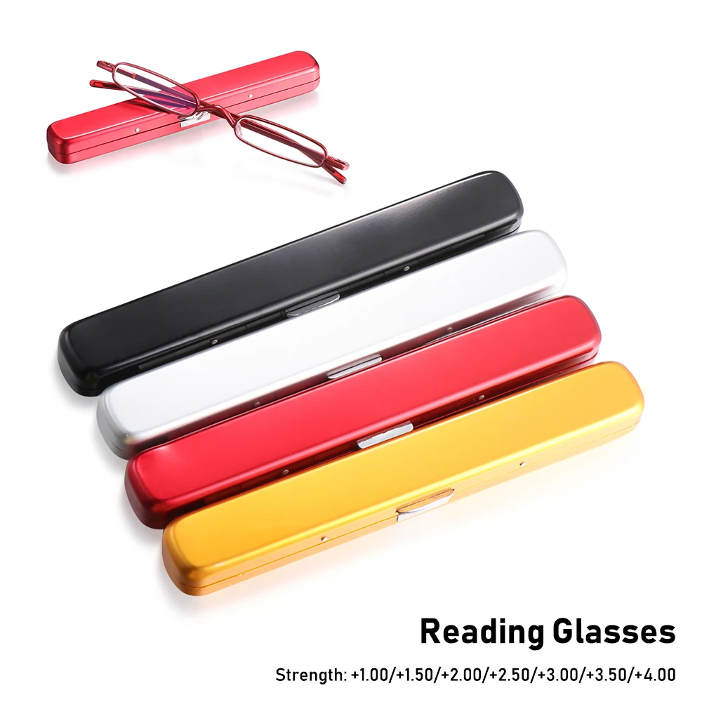 1PC Mode Mini Tragbare Clip Fall Rohr Reader Gläser Dünne Stift Lesebrille Frühling Klapp Brillen mit für Männer frauen – Detail 13