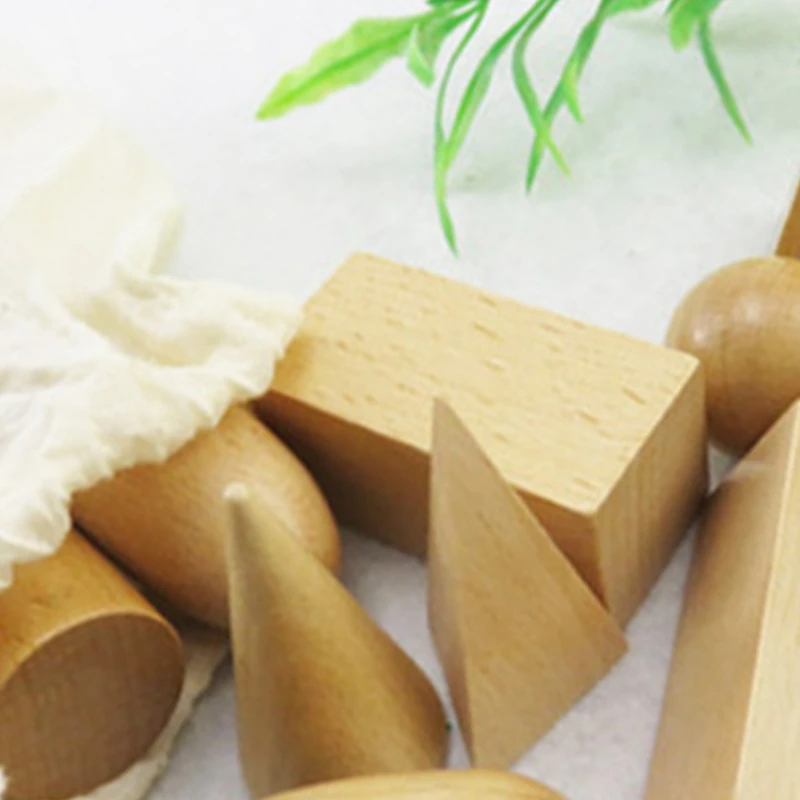  Wooden Geometric Mystery Bag Teaching Aids Geometric Building Blocks Set Education Cognitive Toys 1 - 4000320126906