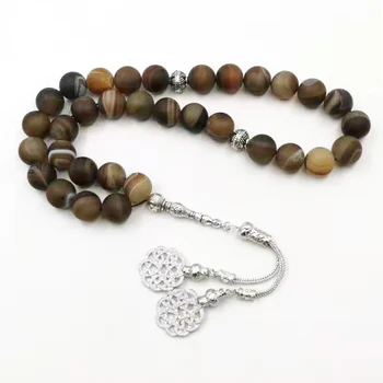 

Big Man's Tasbih Natural Frosted agates 33 Prayer bead misbaha Special Rosary Muslim Accessories jewelry bracelet Masbaha