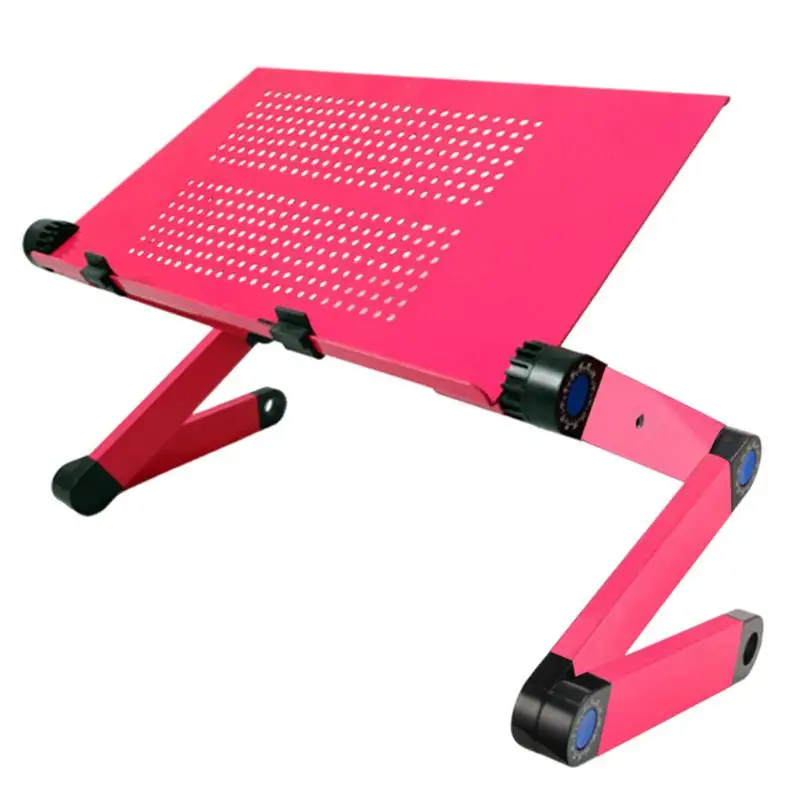 Портативный складной регулируемый складной стол из алюминиевого сплава, настольная подставка для ноутбука, подставка для ноутбука, поднос для дивана-кровати - Цвет: Pink 1