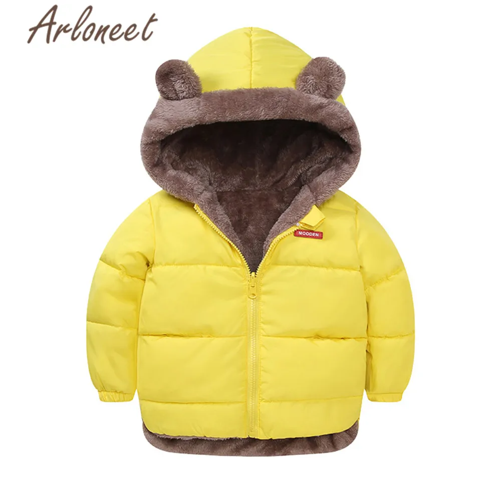 ARLONEET/пальто; пальто с капюшоном для маленьких девочек; зимнее плотное пальто для мальчиков; куртка на молнии; Верхняя одежда; детская парка; хлопковая ветрозащитная верхняя одежда - Цвет: YE