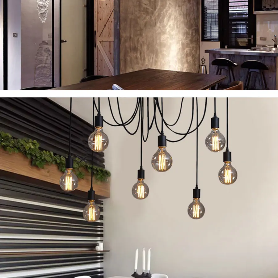 Люстра DIY Art Spider, потолочный светильник, подвесной светильник в скандинавском стиле ретро, лампа Эдисона, винтажный Лофт, антикварный подвесной светильник