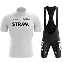 STRAVA-Conjunto de ropa de ciclismo, uniforme de verano para bicicleta de montaña y carretera, camiseta transpirable