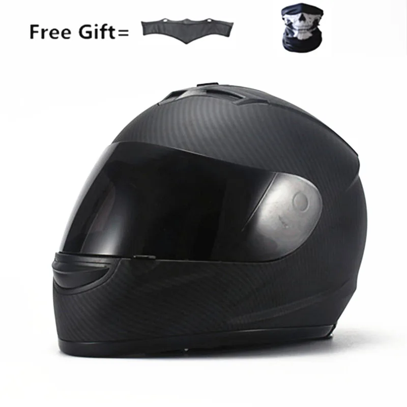 

Carbon Fiber Grain DOT Motorcycle Full Face Helmet Color Lens Sun Shield Lightweight ABS Motorbike Touring Sports Four Season