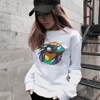 

Women's Explosive Pullover White Round Neck Sweatshirt Color Ferocious Animal Print Casual Long Sleeve Women's Sweatshirt.