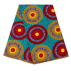 cotton Ankara African prints batik fabric real dutch wax high quality Africa sewing material for woman party dress 6 yards - Цвет: Yellow