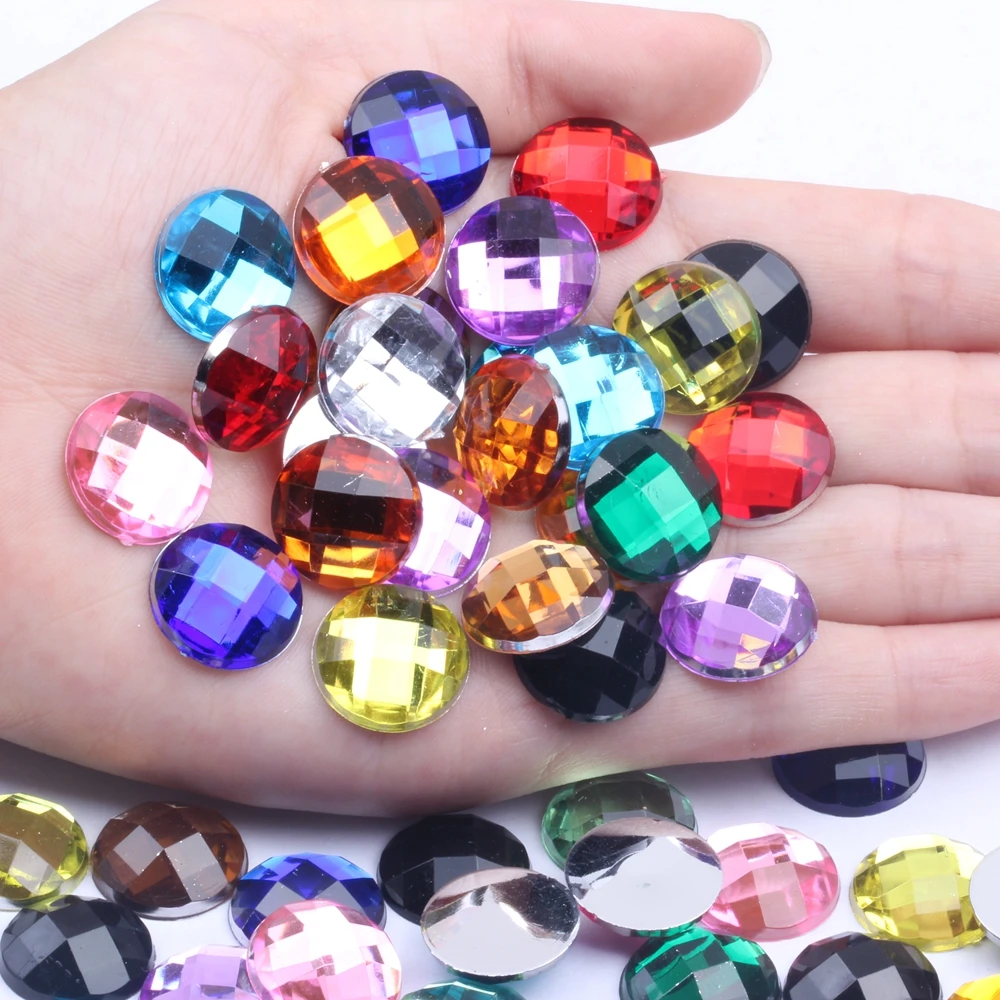 

Acrylic Rhinestones Round Earth Facets 16mm 20/100pcs Many Colors Flatback Glue On Beads DIY Jewelry Making Decorations