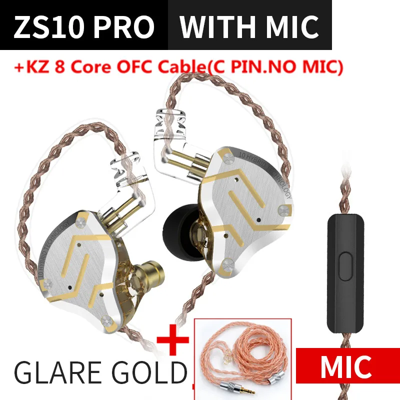 KZ ZS10 Pro 4BA+1DD Metal Headset Hybrid 10 drivers HIFI Bass Earbuds In Ear Monitor Sport Noise Cancelling Earphones KZ ZAX ZSX 