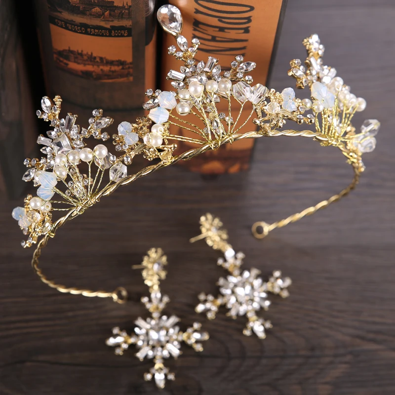 Новинка винтажная Золотая тиара корона вилка со снежными звеньями Ювелирное