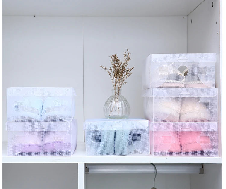 

Transparent plastic shoe box dustproof moisture-proof dormitory simple drawer folding storage box thickening shoe box single