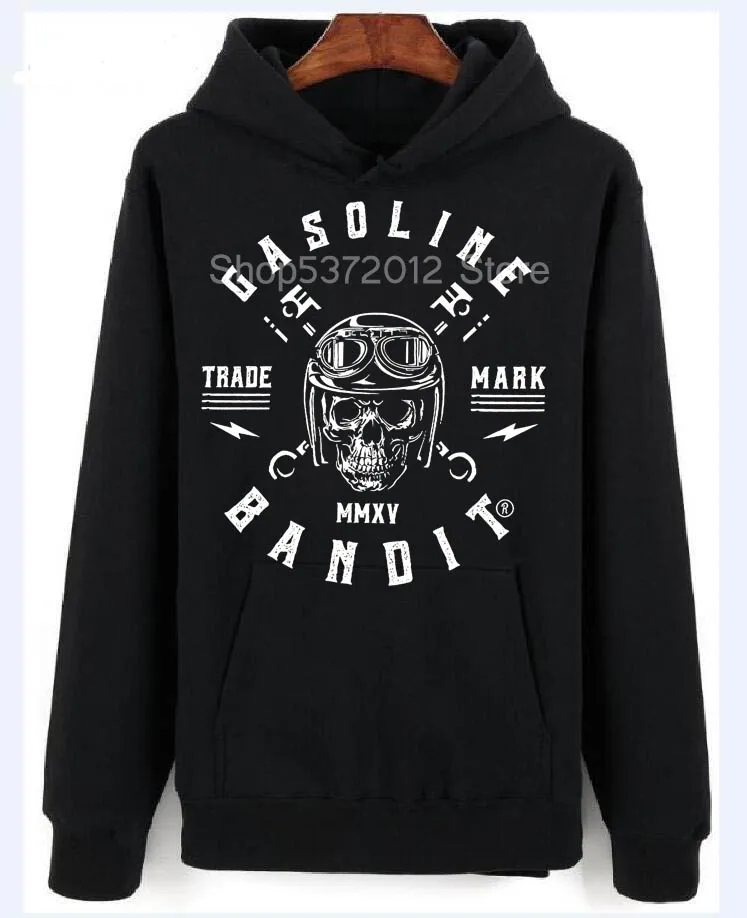 Байкерские толстовки свитер: GASOLINE Bandit MMXV 2018 новая мода мужские с длинным рукавом
