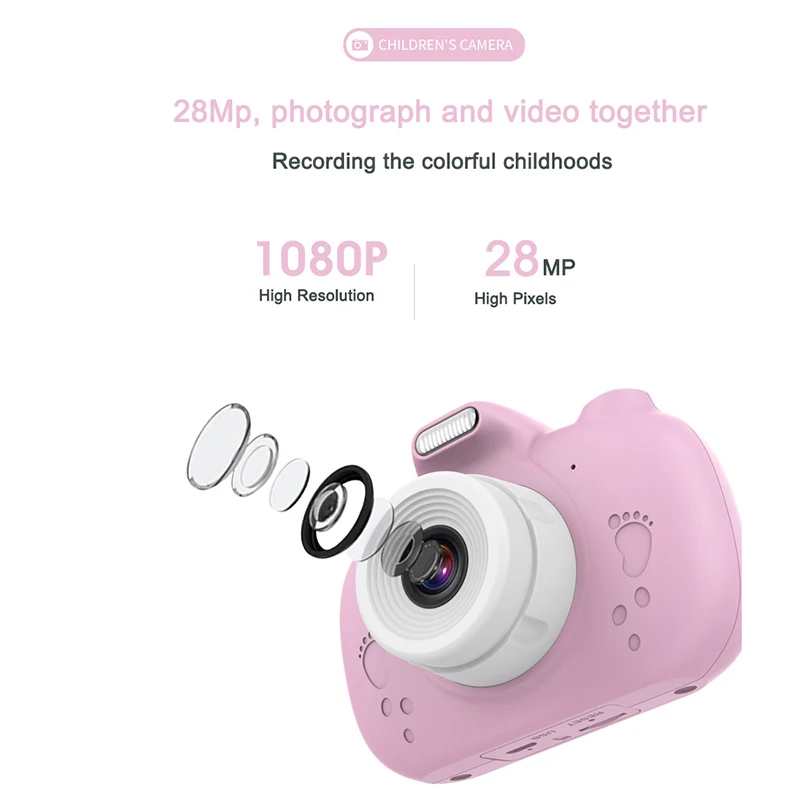  Hot-Children Camera 3-Inch HD Display Screen Front and Rear Dual-Press Screen 32GB Capacity Expansi