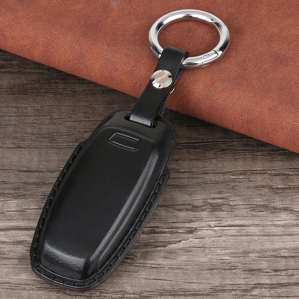 Кожаный чехол для брелка с ключом с брелком для Audi A4 A6 A7 A8 A8L Q5 Smart Key Holder 3 кнопки