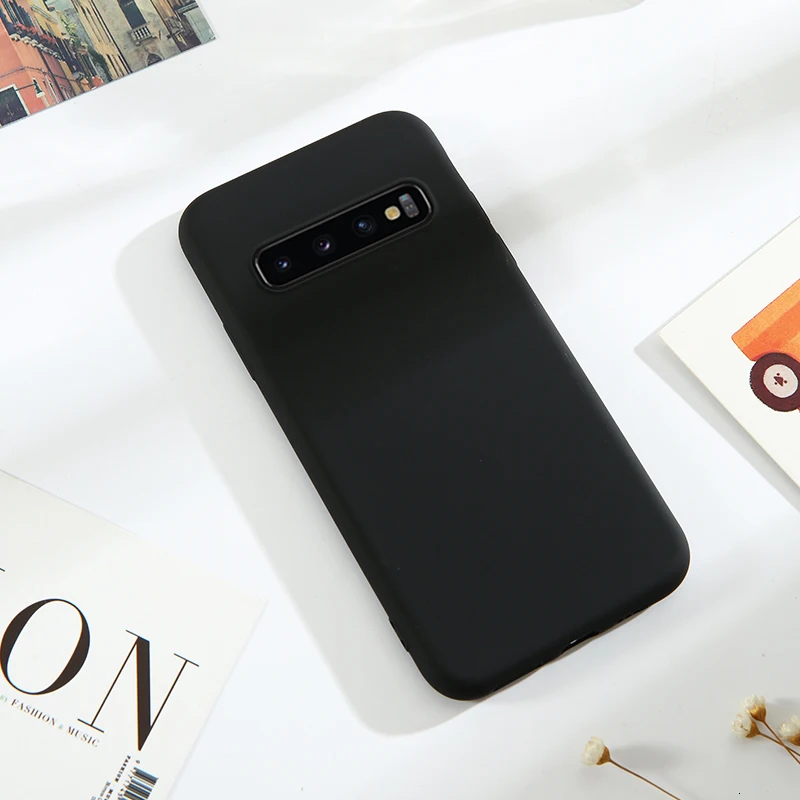Тонкий жидкий силиконовый чехол для samsung galaxy S10 plus S10E S8 S9 Plus Note 8 9 A40 мягкий чехол для телефона чехол для samsung Note 10 pro - Цвет: black