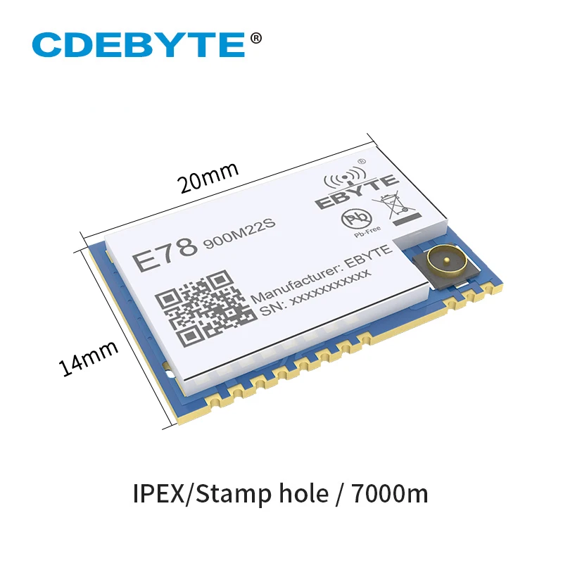 E78-900M22S LoRaWAN модуль 868 МГц 915 МГц SoC LoRa трансивер 22dBm отверстие для штампа IPEX беспроводной радиочастотный модуль