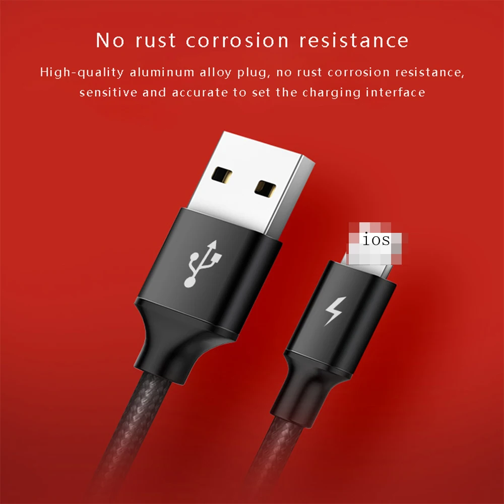 USB быстрая зарядка кабели Нейлоновый Шнур Универсальный USB один для трех кабель для Micro usb type C IPhone 8X7 11 6S Plus samsung