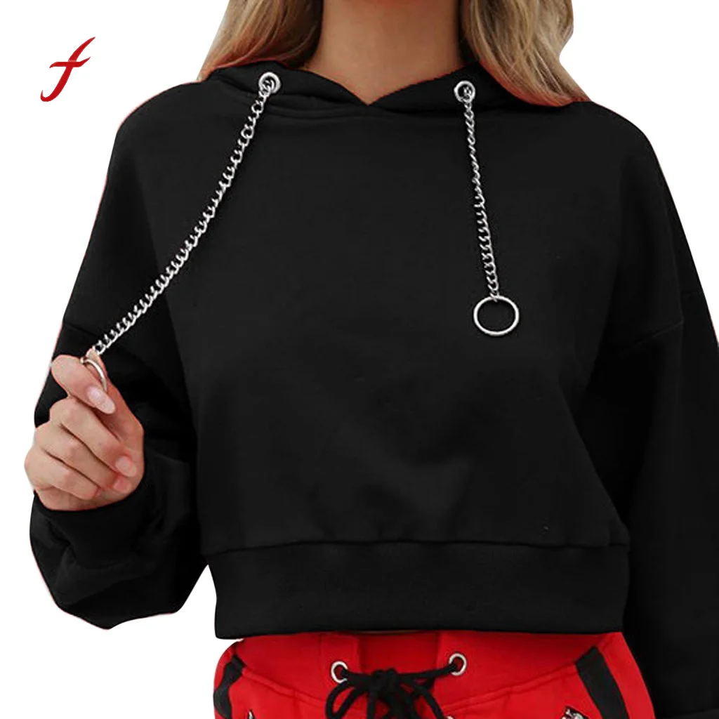 

Chic zipper Solid Crop Top Hoodie women O-Neck female casual long sleeve pullovers hoodie sweatshirts Hoody Woman dropshippping