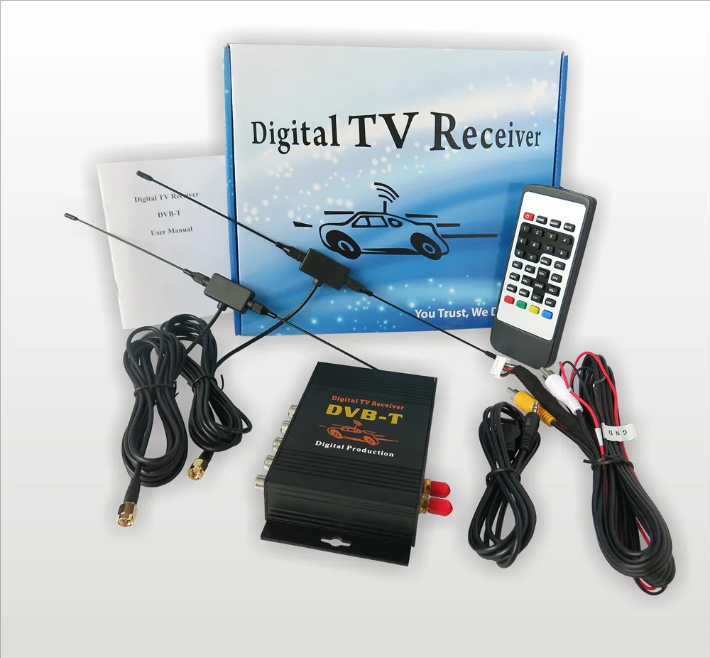2 тюнера внешняя Мобильная DVB-T MPEG-4 Авто DVBT MPEG4 цифровая ТВ-приставка с пультом дистанционного управления для автомобиля DVD gps плеер