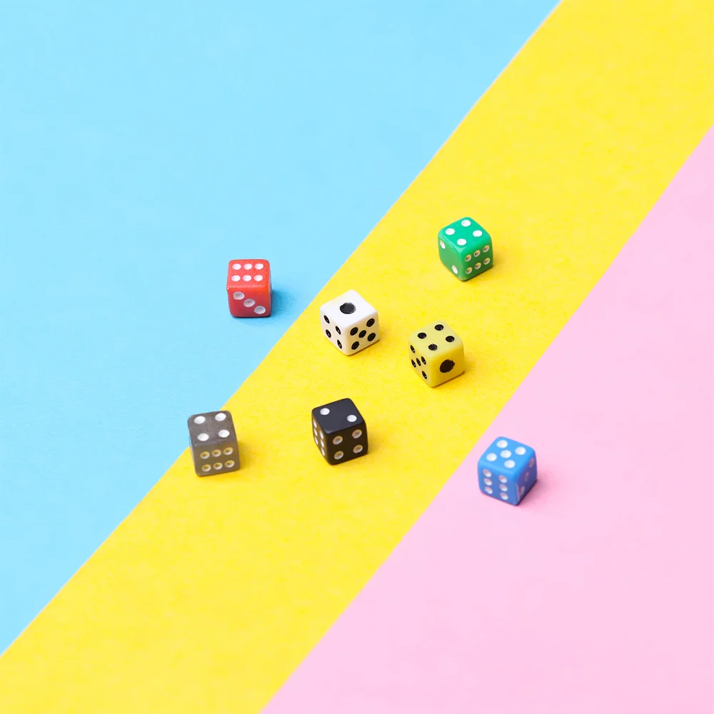 Colorful 6 Sided Portable Table Games Dice 5mm Acrylic Round Corner Board Game Dice Party Gambling Game Cubes Digital 50Pcs