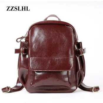 

ZZSLHL Brand Women Vintage Backpack New 2019 Women Genuine Leather Backpack High Quality Luxury Double Shoulder Bags A920
