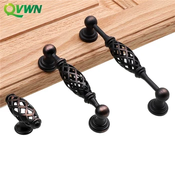 

Vintage Antique Red copper zinc alloy Cabinet Hollow Out Birdcage Handles Drawer Knobs Wardrobe Door Pullers Furniture Handle