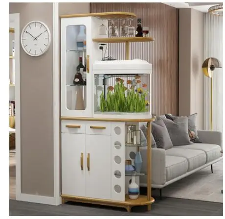 Living room fish tank partition cabinet porch cabinet shoe integrated partition screen simple modern wine