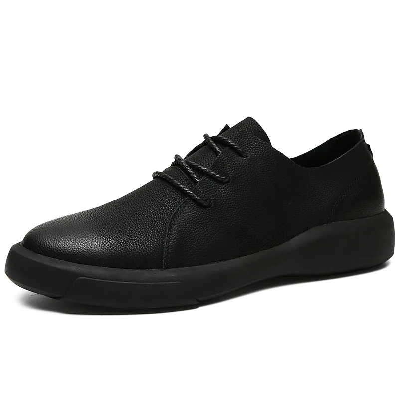 Cevable Men's Small Leather Shoes Cow Leather Bottom Wear-resistant Outdoor Leisure Shoes Business British Shoes Men's Boot - Цвет: black