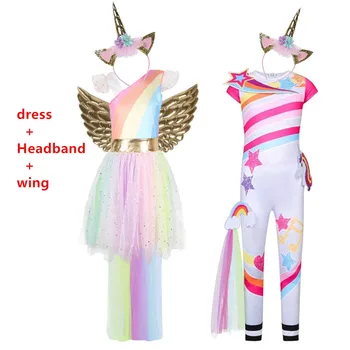 

Girls Unicorn Cosplay Costume Kids Rainbow Jumpsuits Birthday Party Clothes Children Halloween Carnival Unicorn Onesies for Girl