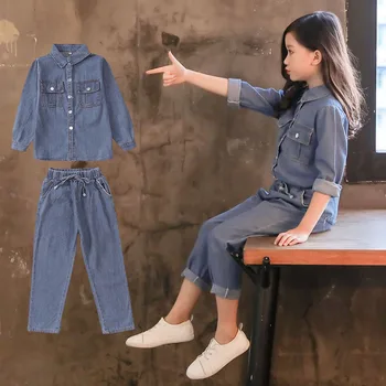 

Girls Spring And Autumn Set 2020 New Style Korean-style Middle And Large Children Autumn Casual Western Style Cowboy Two-Piece S