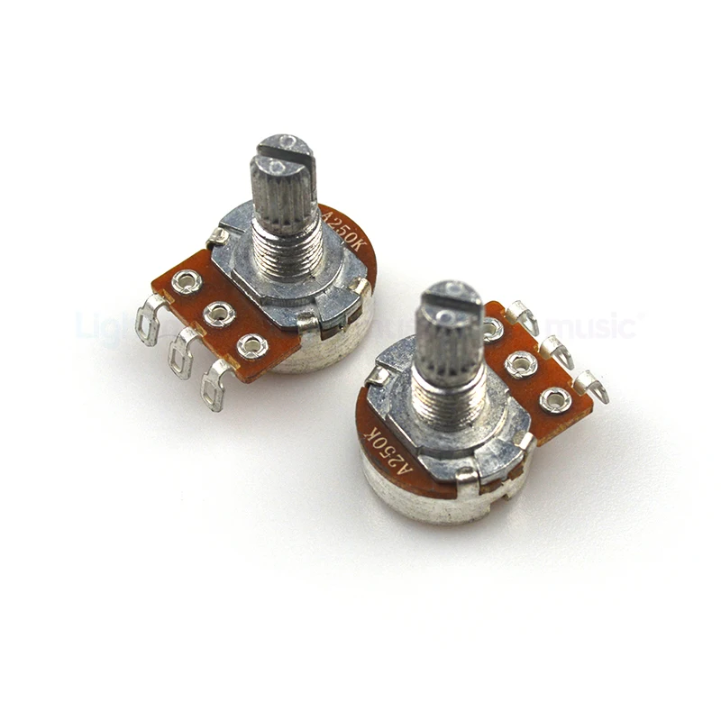 Guitar Potentiometer 2pcs A500K B500K A250K B250K Potentiometer Splined Small Pot Electric Guitar Bass Effect Amp Tone Volume 15mm 18mm Shaft Parts
