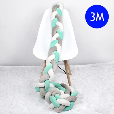 2.5M 3M Length Knot Newborn Bumper Long Knotted Braid Pillow Baby Bed Bumper in the Soft Crib Infant Room Decor - Цвет: As shows 3M