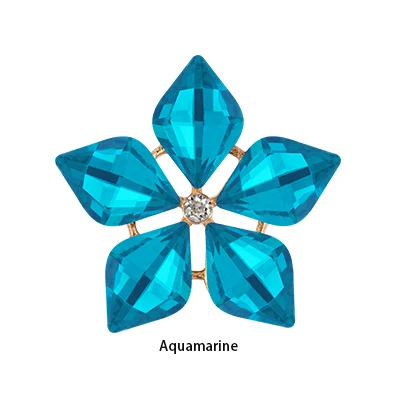 Aquamarine В форме лимона цветок кнопка кристалл с металлической основой Стразы Элегантный точечный Кристалл Стекло для шитья одежды ткань одежды - Цвет: Aquamarine
