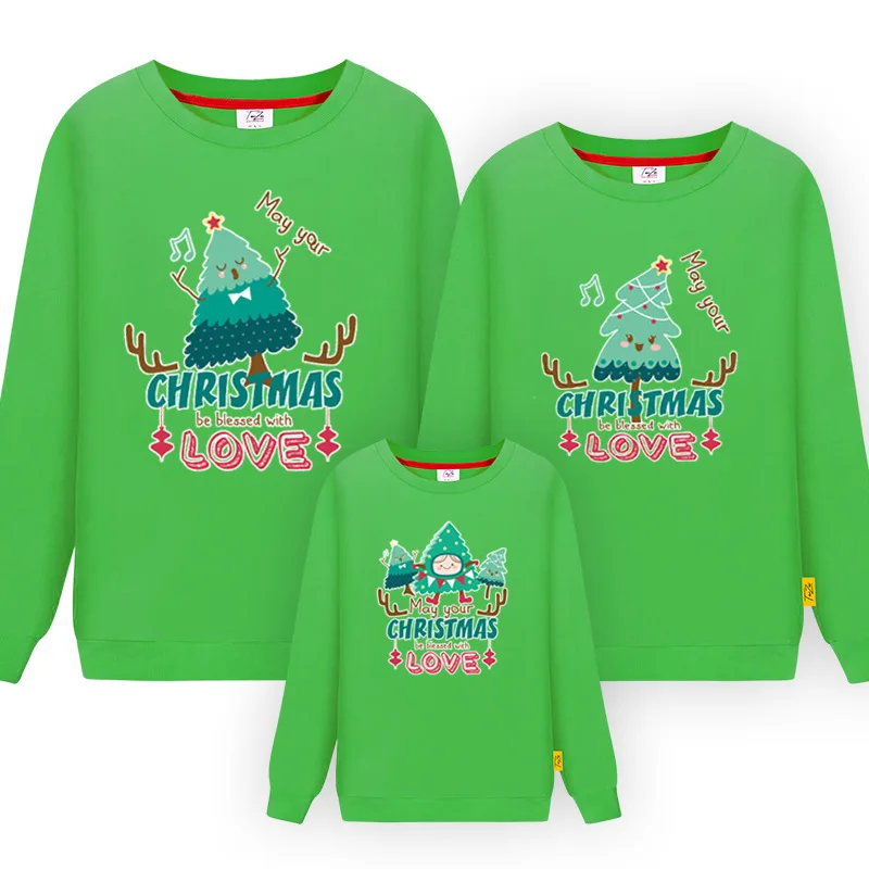 Рождественский свитер; сезон весна-осень; Новые Вечерние Семейные комплекты; пуловер с принтом дерева; Детский свитер; Одежда для мальчиков и девочек - Цвет: Зеленый