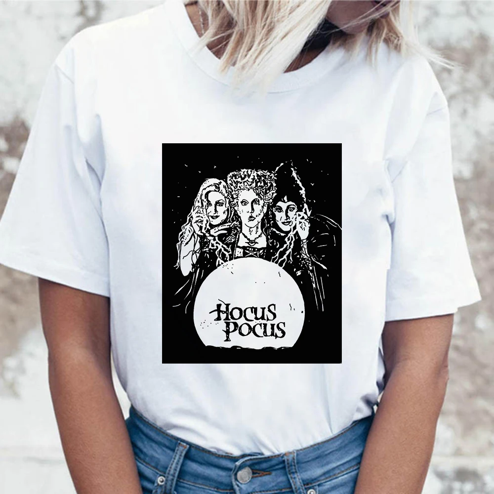 19bk765 Hous Pocus Horror Футболка женская Sanderson Sisters принт летний топ на Хэллоуин Женская футболка Повседневная футболка с коротким рукавом Vogue - Цвет: 19bk765